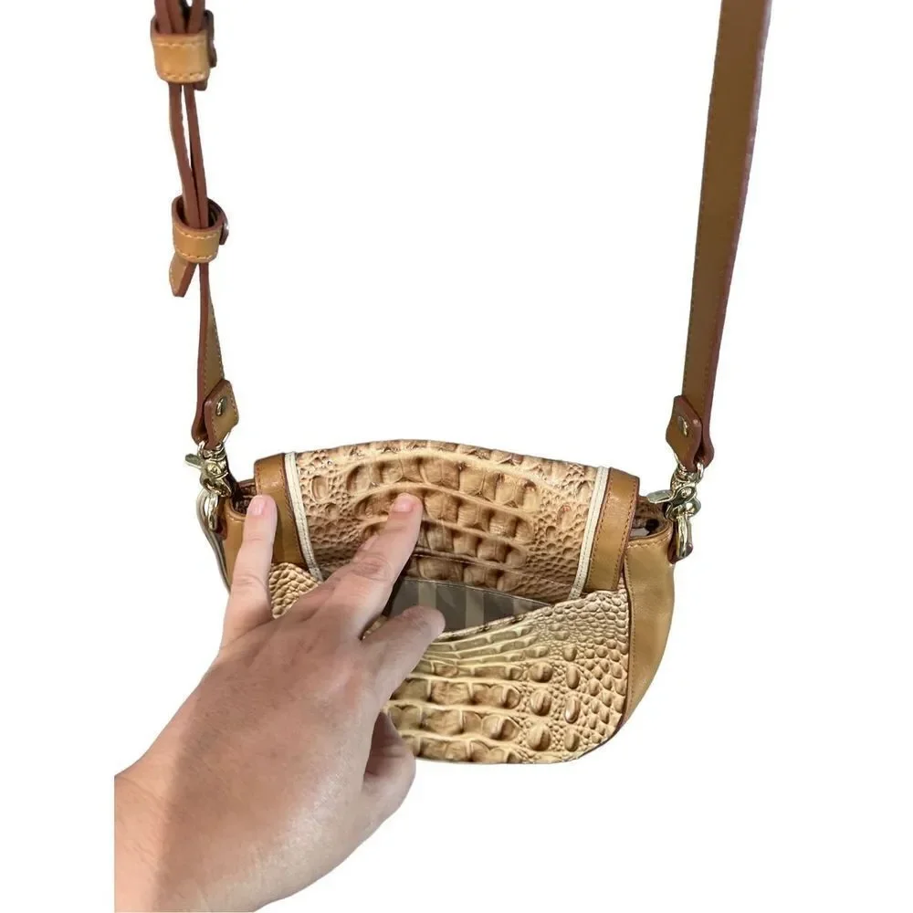 Brahmin Women's Brown Croc Embossed Crossbody Bag